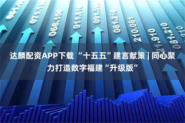 达麟配资APP下载 “十五五”建言献策 | 同心聚力打造数字福建“升级版”