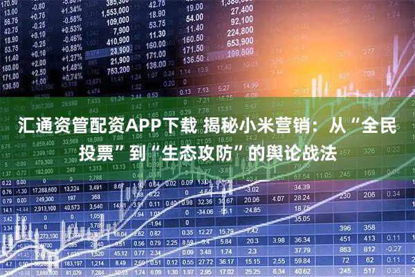 汇通资管配资APP下载 揭秘小米营销：从“全民投票”到“生态攻防”的舆论战法