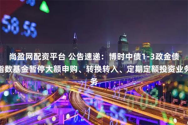 尚盈网配资平台 公告速递：博时中债1-3政金债指数基金暂停大额申购、转换转入、定期定额投资业务